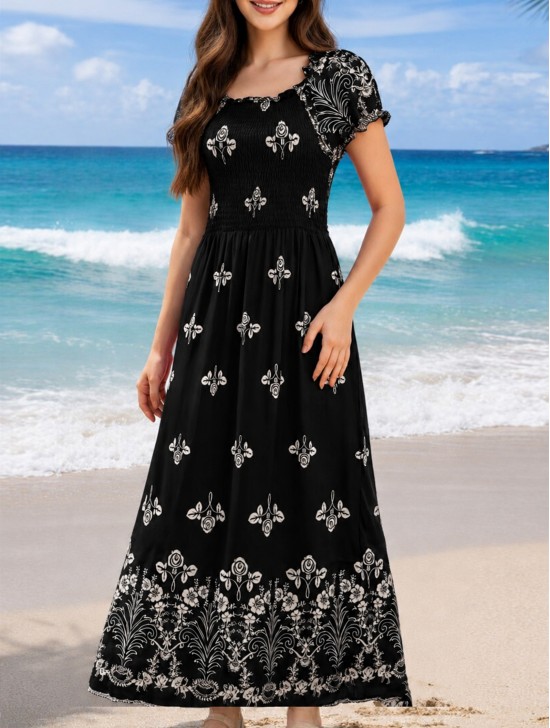 Floral Print Short Sleeved Summer Dress Floral Print Short Sleeved Summer Dress